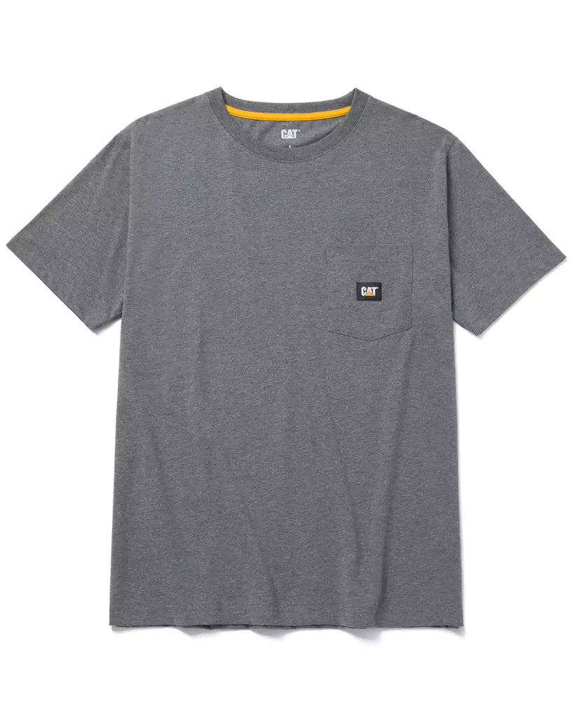 CAT WORKWEAR Men's Label Pocket T-Shirt Dark Heather Grey Front