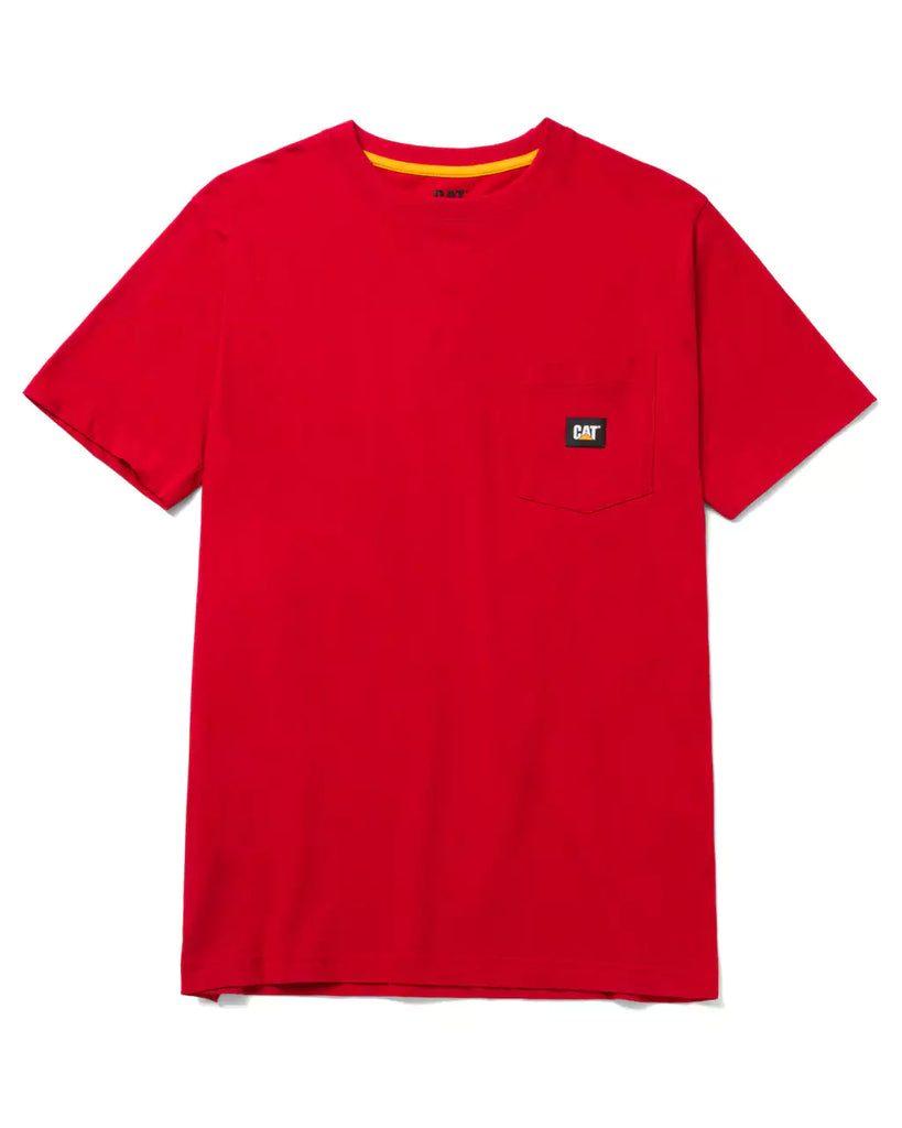 CAT WORKWEAR Men's Label Pocket T-Shirt Hot Red Front