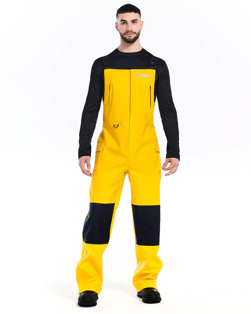 CAT WORKWEAR Men's Longshore Waterproof Rain Bib Yellow Full Body Front