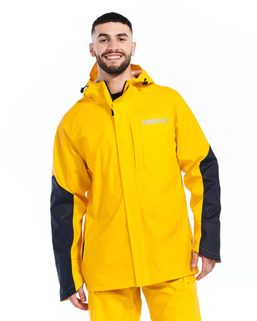 CAT WORKWEAR Men's Longshore Waterproof Rain Jacket Yellow Front