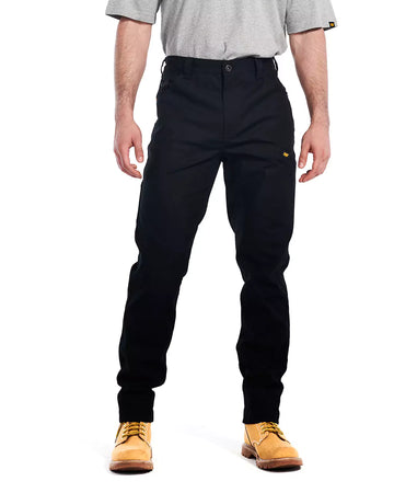 CAT WORKWEAR Men's Stretch Canvas Utility Work Pants - Slim Fit Black Front