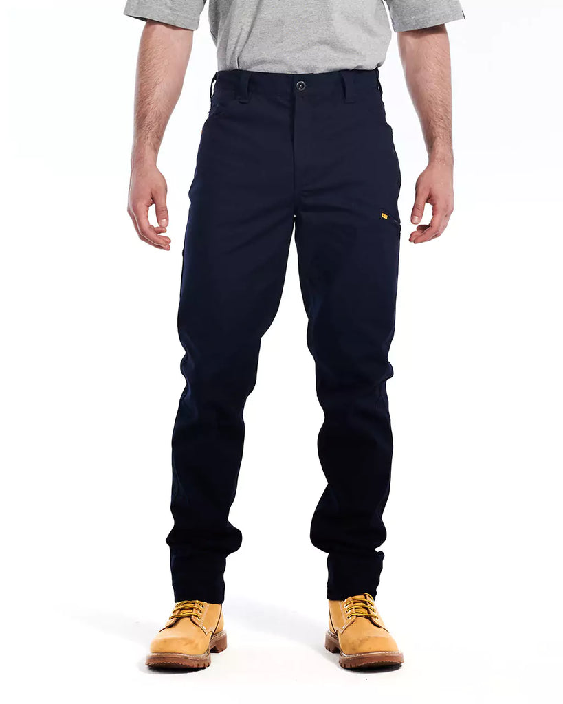 CAT WORKWEAR Men's Stretch Canvas Utility Work Pants - Slim Fit Navy Front
