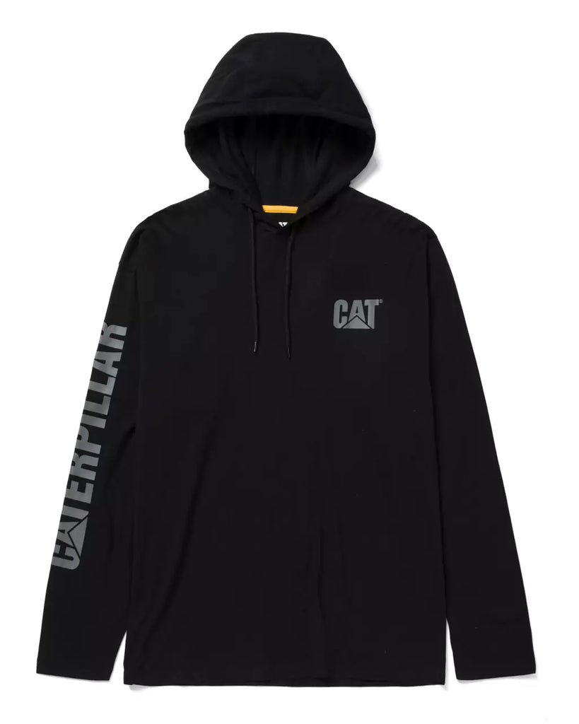 CAT Workwear Men's UPF Hooded Banner Long Sleeve T-Shirt Black Front