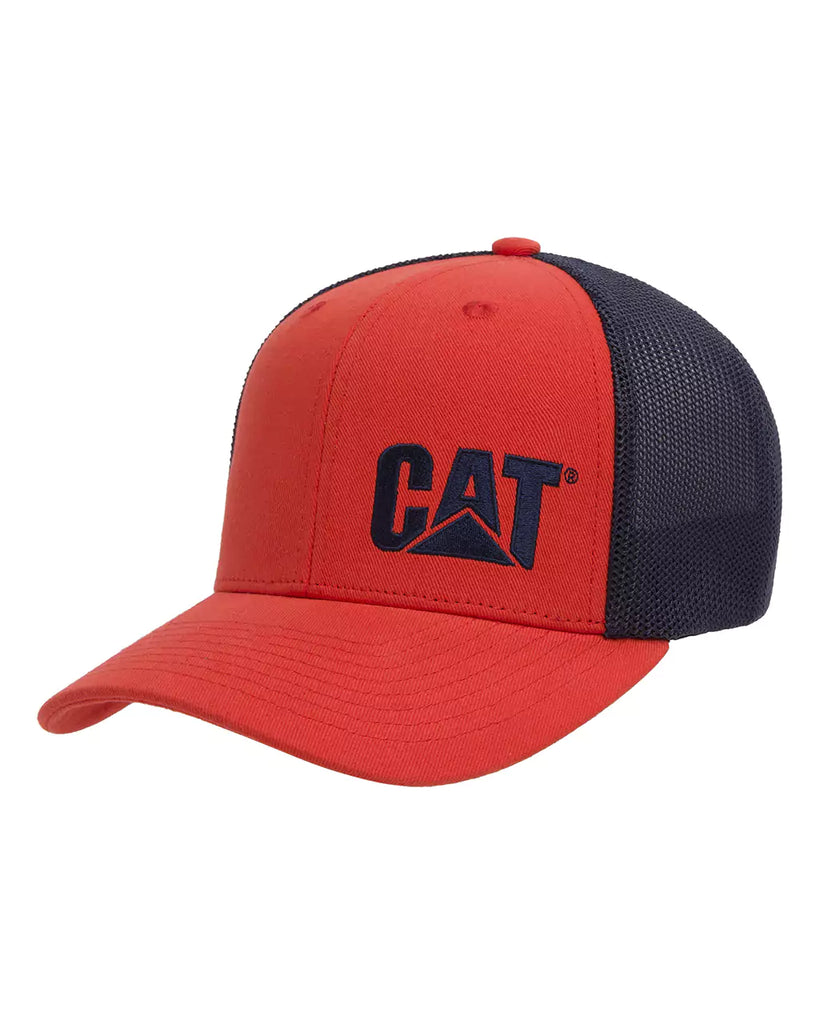 Men's Flexfit CAT Trademark Trucker Hat Orange Front