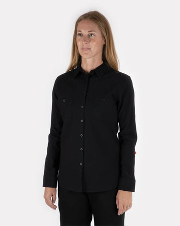 CAT WORKWEAR Women's Classic Oxford Long Sleeve Work Shirt Black Oxford Front