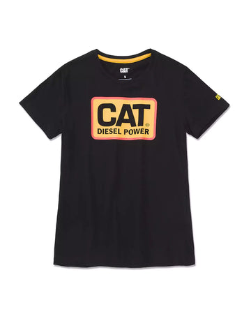 CAT WORKWEAR Women's CAT© Diesel Power T-Shirt Black Orange Front