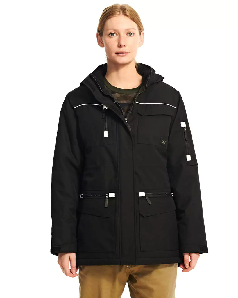 CAT WORKWEAR Women's Insulated Work Parka Black Front