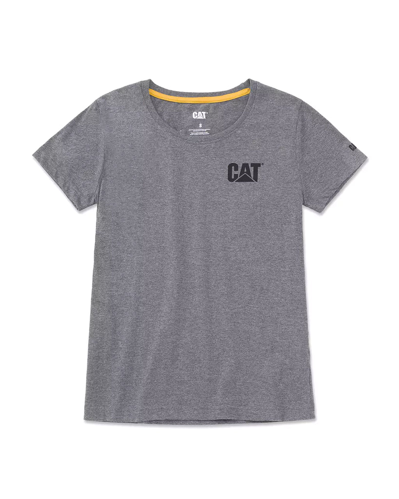 CAT WORKWEAR Women's Trademark T-Shirt Dark Heather Grey Front