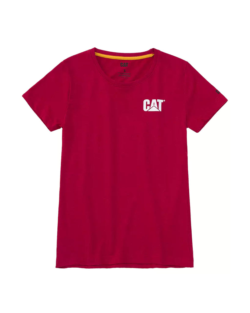 CAT WORKWEAR Women's Trademark T-Shirt Hot Red Heather Front