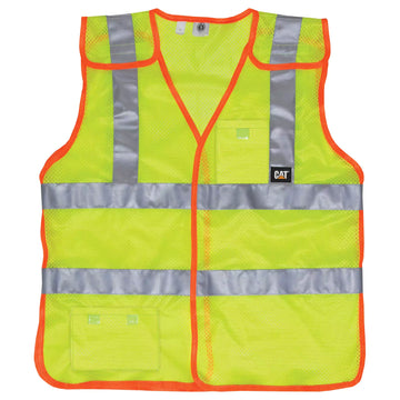 CAT Workwear Men's Flame Resistant Hi-Vis 5 Point Safety Vest Hi-Vis Yellow Front